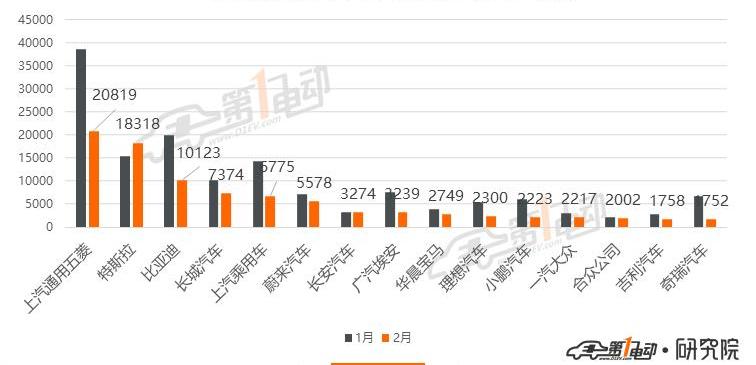 Tesla, BYD, Roewe, Euler, Han