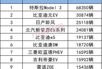 Weilai, Tesla, Jianghuai, Tucki, BYD